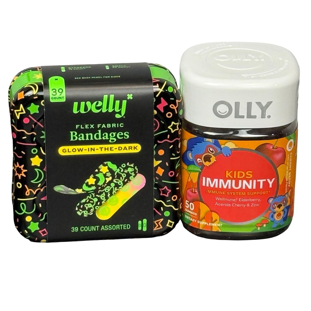 WELLY Glow-In-The-Dark Flex Fabric Bandages OLLY Kids Immunity Gummies‎